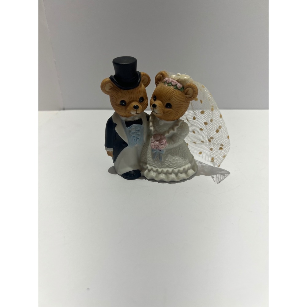 Vintage Homco Porcelain Wedding Bears Figurine 1424 Bride and Groom Decor